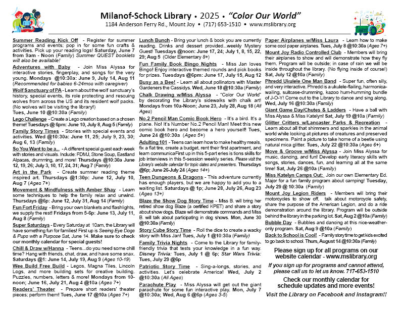 Listing of summer programs
