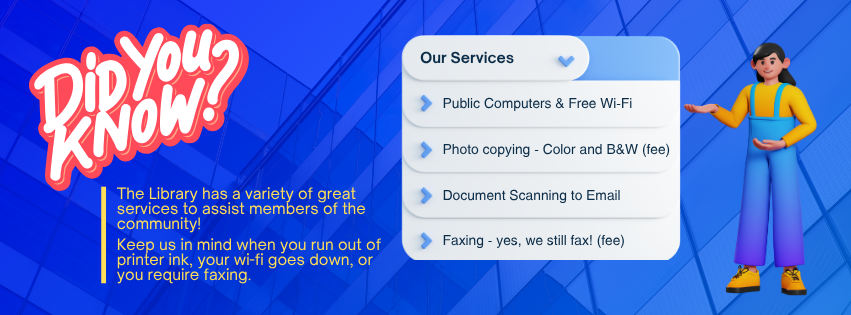 Blue background, "Did You Know?" heading, and list of public services